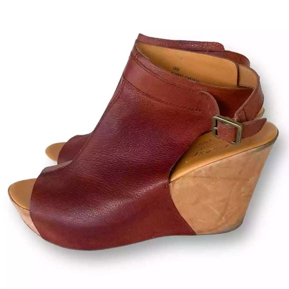 Kork Ease Berit Platform Wedge Leather Sandal in Mahogany Size 9 - Picture 2 of 12